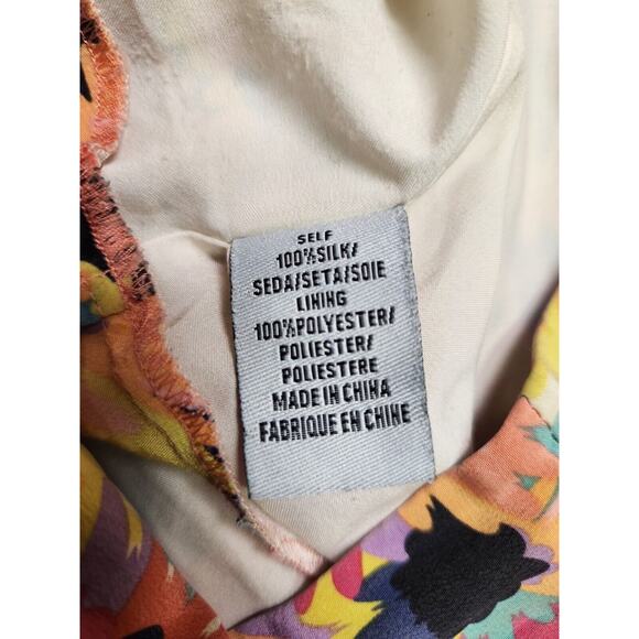 Tibi Tiered Silk Mini Skirt Sz 6 Bright Colorful Floral Coral Fuchsia Yellow - Picture 5 of 9